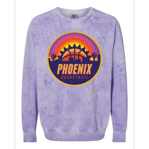 Phoenix Basketball Retro Logo Pixel Sunset Colorblast Crewneck Sweatshirt