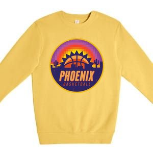 Phoenix Basketball Retro Logo Pixel Sunset Premium Crewneck Sweatshirt