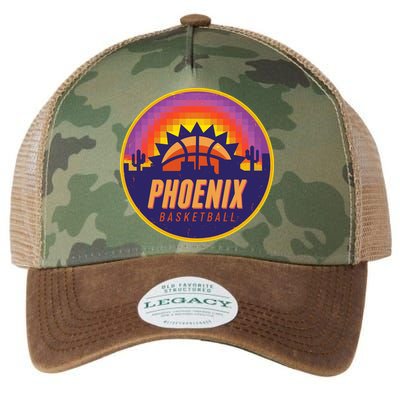 Phoenix Basketball Retro Logo Pixel Sunset Legacy Tie Dye Trucker Hat