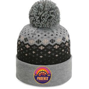 Phoenix Basketball Retro Logo Pixel Sunset The Baniff Cuffed Pom Beanie