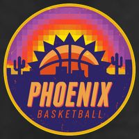 Phoenix Basketball Retro Logo Pixel Sunset 7 Panel Mesh Trucker Snapback Hat