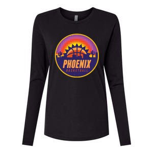 Phoenix Basketball Retro Logo Pixel Sunset Womens Cotton Relaxed Long Sleeve T-Shirt