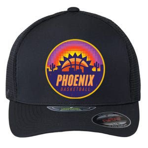 Phoenix Basketball Retro Logo Pixel Sunset Flexfit Unipanel Trucker Cap