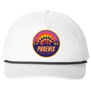 Phoenix Basketball Retro Logo Pixel Sunset Snapback Five-Panel Rope Hat