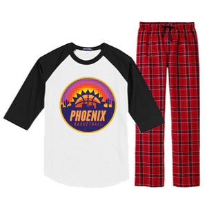 Phoenix Basketball Retro Logo Pixel Sunset Raglan Sleeve Pajama Set