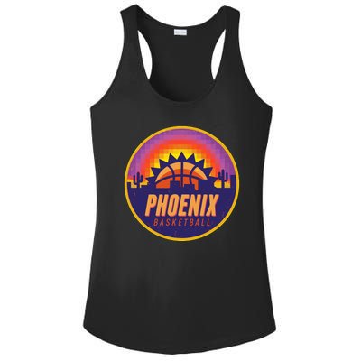 Phoenix Basketball Retro Logo Pixel Sunset Ladies PosiCharge Competitor Racerback Tank