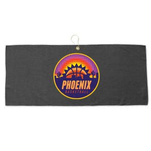 Phoenix Basketball Retro Logo Pixel Sunset Large Microfiber Waffle Golf Towel