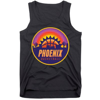 Phoenix Basketball Retro Logo Pixel Sunset Tank Top