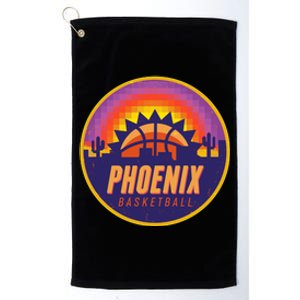 Phoenix Basketball Retro Logo Pixel Sunset Platinum Collection Golf Towel