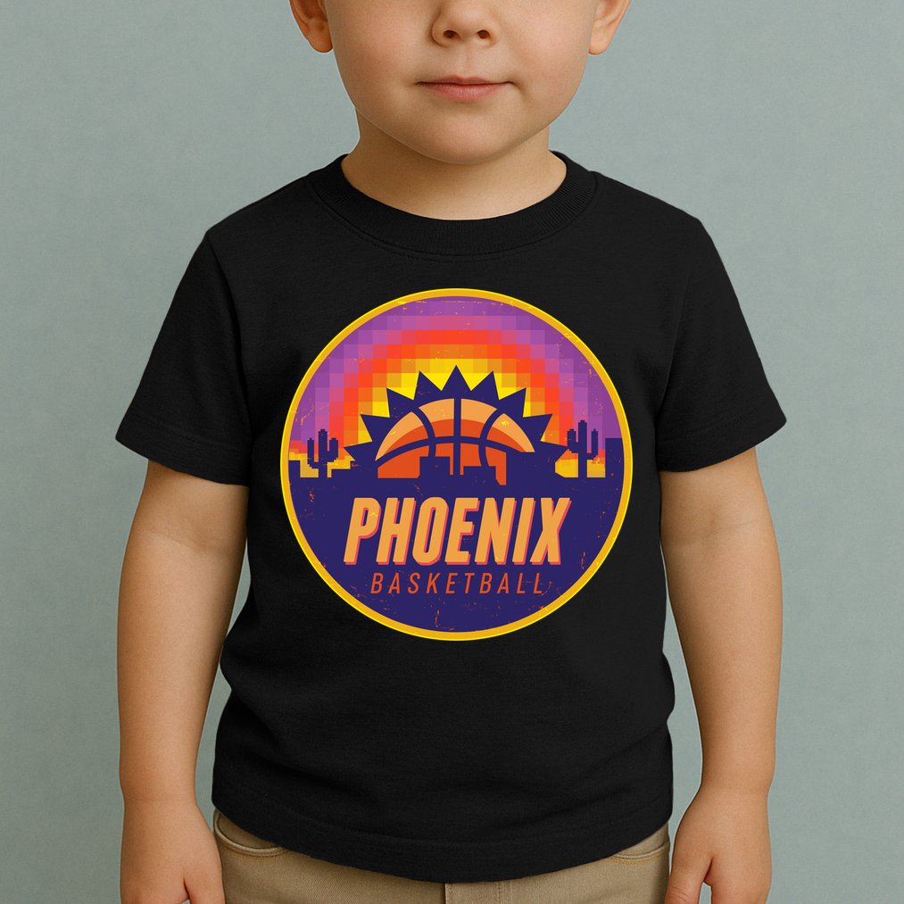 Phoenix Basketball Retro Logo Pixel Sunset Toddler T-Shirt