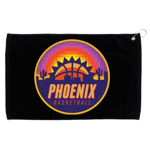 Phoenix Basketball Retro Logo Pixel Sunset Grommeted Golf Towel