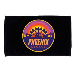 Phoenix Basketball Retro Logo Pixel Sunset Microfiber Hand Towel