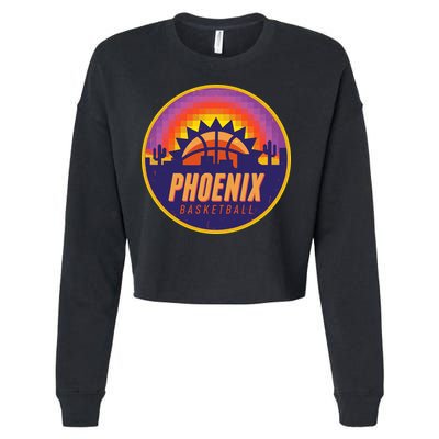 Phoenix Basketball Retro Logo Pixel Sunset Cropped Pullover Crew