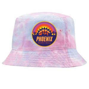 Phoenix Basketball Retro Logo Pixel Sunset Tie-Dyed Bucket Hat