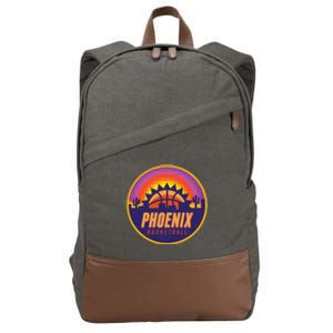 Phoenix Basketball Retro Logo Pixel Sunset Cotton Canvas Backpack