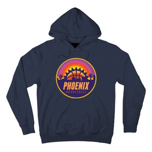 Phoenix Basketball Retro Logo Pixel Sunset Hoodie