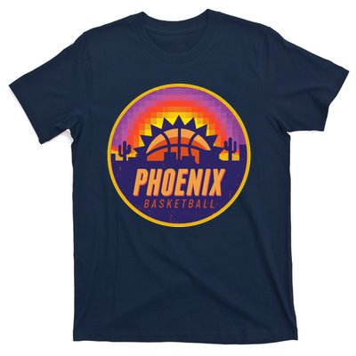 Phoenix Basketball Retro Logo Pixel Sunset T-Shirt