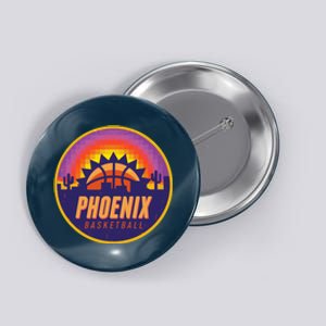 Phoenix Basketball Retro Logo Pixel Sunset Button