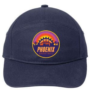 Phoenix Basketball Retro Logo Pixel Sunset 7-Panel Snapback Hat