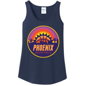 Phoenix Basketball Retro Logo Pixel Sunset Ladies Essential Tank