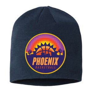 Phoenix Basketball Retro Logo Pixel Sunset Sustainable Beanie