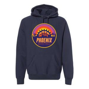 Phoenix Basketball Retro Logo Pixel Sunset Premium Hoodie