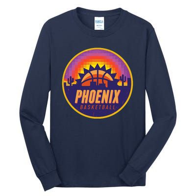 Phoenix Basketball Retro Logo Pixel Sunset Tall Long Sleeve T-Shirt