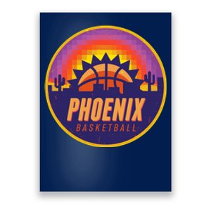 Phoenix Basketball Retro Logo Pixel Sunset Poster