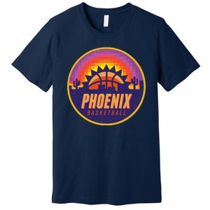 Phoenix Basketball Retro Logo Pixel Sunset Premium T-Shirt