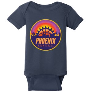 Phoenix Basketball Retro Logo Pixel Sunset Baby Bodysuit