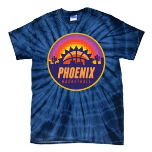 Phoenix Basketball Retro Logo Pixel Sunset Tie-Dye T-Shirt