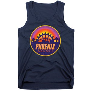 Phoenix Basketball Retro Logo Pixel Sunset Tank Top