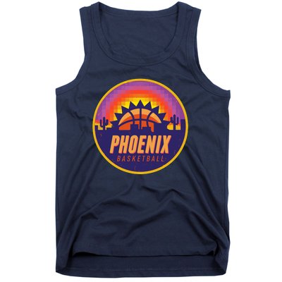 Phoenix Basketball Retro Logo Pixel Sunset Tank Top