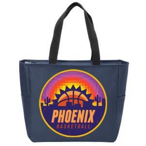 Phoenix Basketball Retro Logo Pixel Sunset Zip Tote Bag