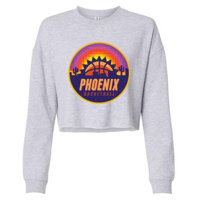 Phoenix Basketball Retro Logo Pixel Sunset Cropped Pullover Crew