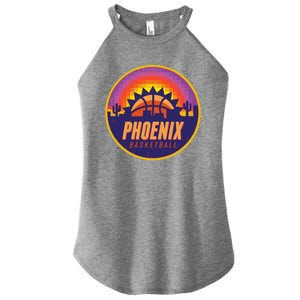 Phoenix Basketball Retro Logo Pixel Sunset Women's Perfect Tri Rocker Tank