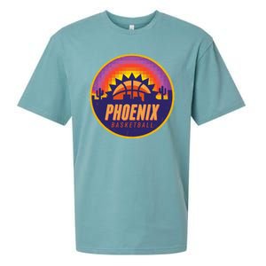 Phoenix Basketball Retro Logo Pixel Sunset Sueded Cloud Jersey T-Shirt