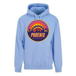 Phoenix Basketball Retro Logo Pixel Sunset Unisex Surf Hoodie