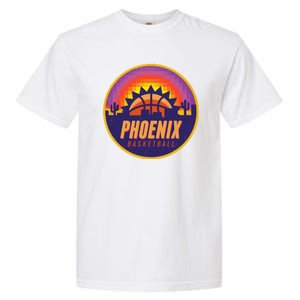 Phoenix Basketball Retro Logo Pixel Sunset Garment-Dyed Heavyweight T-Shirt