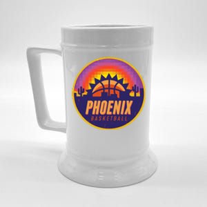 Phoenix Basketball Retro Logo Pixel Sunset Beer Stein