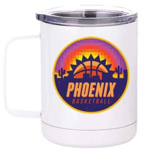 Phoenix Basketball Retro Logo Pixel Sunset 12 oz Stainless Steel Tumbler Cup