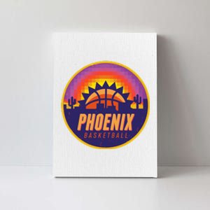 Phoenix Basketball Retro Logo Pixel Sunset Canvas