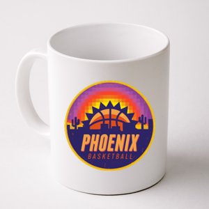 Phoenix Basketball Retro Logo Pixel Sunset Coffee Mug