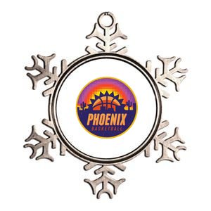 Phoenix Basketball Retro Logo Pixel Sunset Metallic Star Ornament