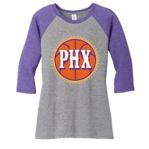 Phoenix PHX Basketball Sun Ball Women's Tri-Blend 3/4-Sleeve Raglan Shirt