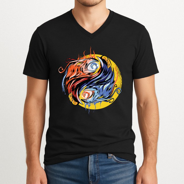 Phoenix Yin Yang V-Neck T-Shirt
