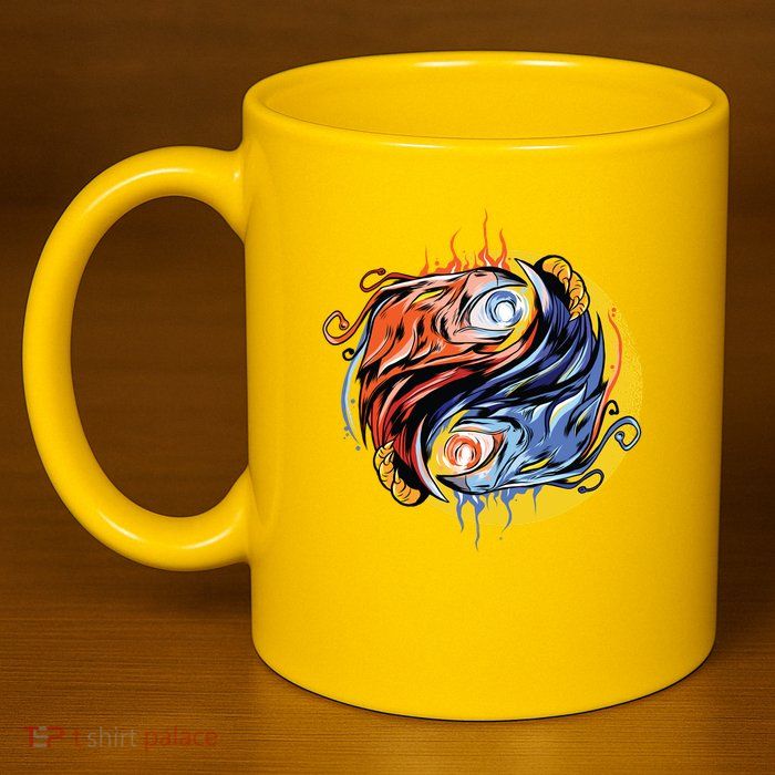 Phoenix Yin Yang 11oz C Handle Ceramic Mug