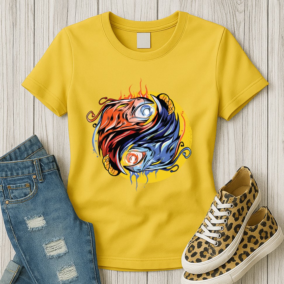 Phoenix Yin Yang Womens T-Shirt