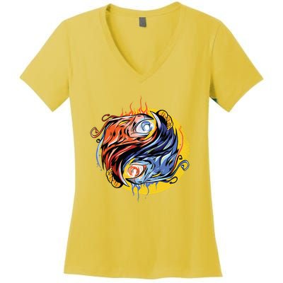 Phoenix Yin Yang Women's V-Neck T-Shirt