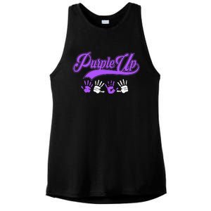 Purple Hands Purple Up Month Of Military Child Army Child Ladies PosiCharge Tri-Blend Wicking Tank